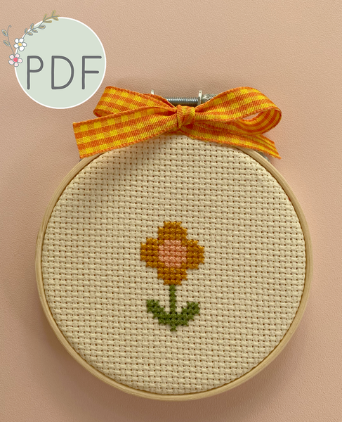 Happy Flower Mini Cross Stitch Pattern