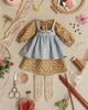 Peasant Dress, Pinafore, and Stockings Kit: Blue Roses on Mauve 8679