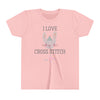 I Love Cross Stitch (with Bunny and Party Horn) Kid's Tee Shirt