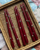 Hand-Painted Candles: Flowers on Burgundy Tapers