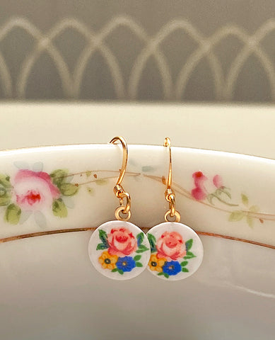 Handmade Earrings: Little Flower Circle Drops