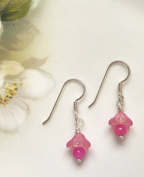 Handmade Earrings: Pink Bellflowers
