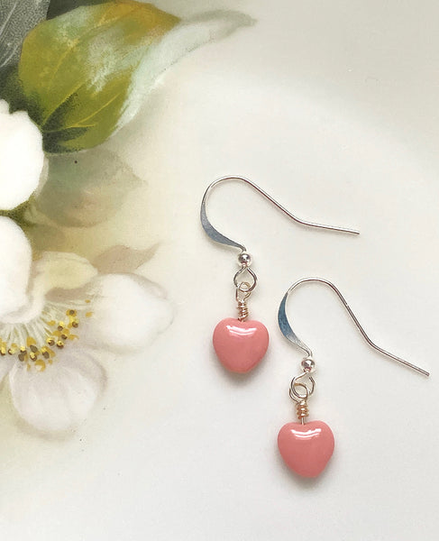 Handmade Earrings: Pink Hearts