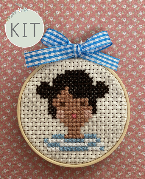 Stripey Girl Mini Cross Stitch Kit