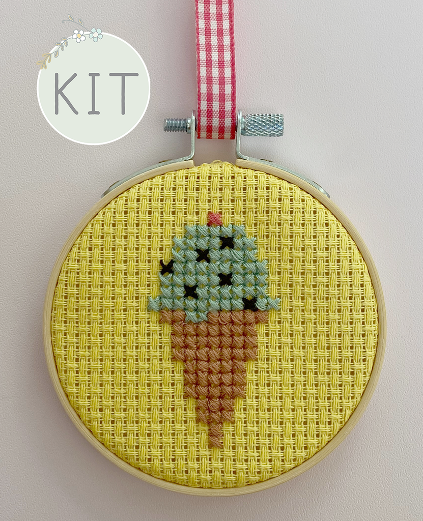 Ice Cream Cone Mini Cross Stitch Kit  Posie: Patterns and Kits to Stitch  by Alicia Paulson
