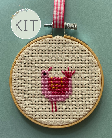 Pink Bird Mini Cross Stitch Kit