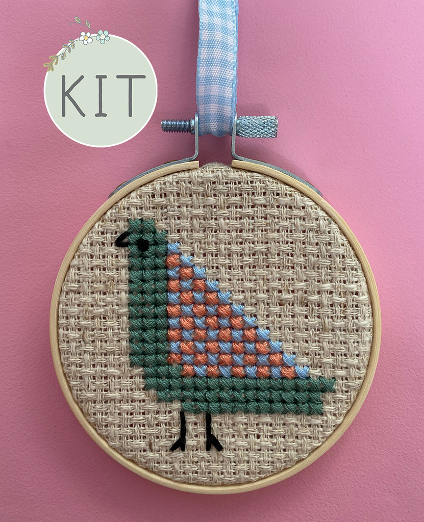 Bird Poste Counted Cross Stitch Kit - Embroidery Kits at Weekend Kits